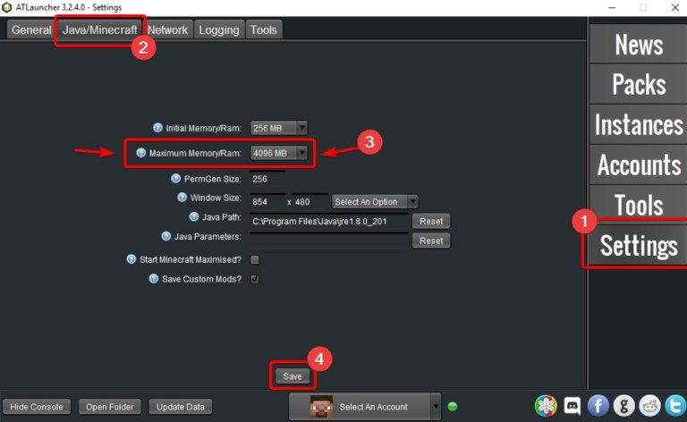 How To Allocate Ram To My Minecraft Launcher Client Side In